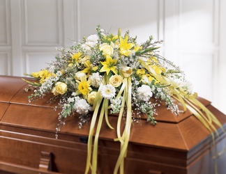 Rest in Peace Casket Spray from Visser's Florist and Greenhouses in Anaheim, CA
